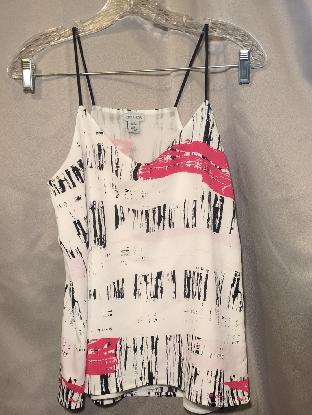 Pink, Black And White Print Cami Top